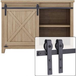 Axhup - Quincaillerie Kit de Rail pour Porte Coulissante Kit de Porte Grange Coulissante Système de Porte avec Roulette et Rail 1,5M