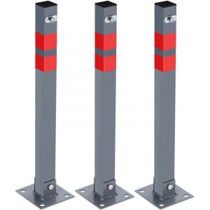 Hengda - Poteau de Parking 3x Poteau de délimitation 65cm Barrière de parking Rabattable Bollard à bétonner Poteau de barrage