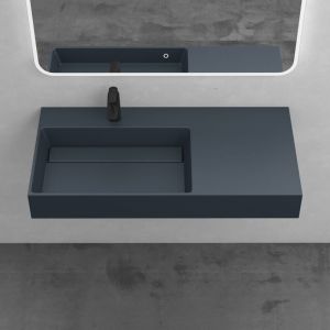 Mai&mai - Lavabo Suspendu Vasque à Poser Gris-Noir Mat 90x48x13cm Lave Mains Salle de Bain sans Trop-plein Col12-900 l