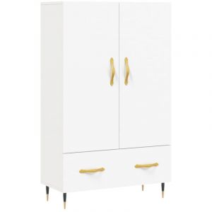 Buffet bahut commode armoire meuble de rangement organisateur cuisine salle de séjour salon haut 69,5 x 31 x 115 cm bois d'ingénierie blanc