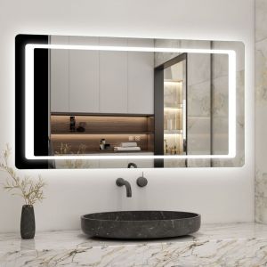 Miroir avec &eacute;clairage int&eacute;gr&eacute;, l.120 x H.70 cm Miroir lumineux anti bu&eacute;e, miroir de salle de bain