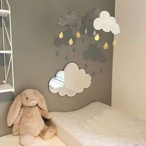 Fei Yu - Miroir incassable en acrylique et en bois - décoration idéale pour une chambre d'enfant - Cloud