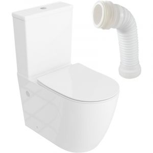 Lavita Runson 2.0 White WC &agrave; poser compact sans bride Pack WC compact complet Tornado 2.0 3/4,5l + connecteur WC