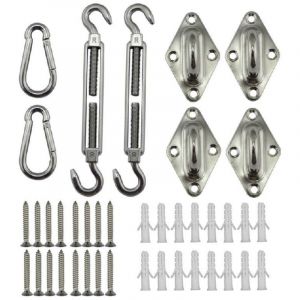 Kit de quincaillerie pour voile d'ombrage en acier inoxydable 304, tendeur de 5 pouces, œillet argenté et mousqueton pour l'installation de voiles