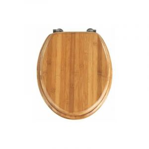 XVX - Abattant wc Bois Bambou, abattant wc avec fixation acier inox, Lunette wc résistante et facile à nettoyer, Bambou, 34 x 41 cm, Marron