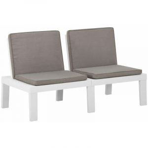 Banc de salon de jardin Banc d'extérieur Banquette avec coussin Plastique Blanc 46365