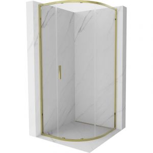 Mexen - Exo cabine de douche semi-circulaire coulissante 90 x 90 cm, transparent, dor&eacute;e - 8131-090-090-50-00