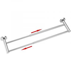 Porte-Serviettes R&eacute;glable 40-70cm Double Barre Support Serviettes Mural T&eacute;lescopique en Acier Inox pour Salle de Bain Cuisine Chrome