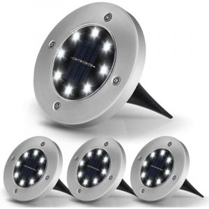 Lumière Solaire Extérieur 8 led Lumière Solaire Jardin 3000K Blanc Chaud Etanche IP65, Spot Exterieur led Encastrable, pour Extérieur, Jardin,