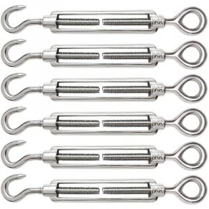 Largeight - jamais UTILISÉ]6 Pièces Tendeur Cable M6 Tendeur Cable Inox 304 Réglable Crochet de Ridoir et Oeil pour Tendeur de Fil Cable Acier Corde