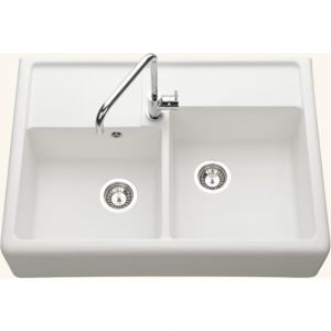 &Eacute;vier timbre d'office granit blanc cass&eacute; K&uuml;mbad KIWI 2 bacs