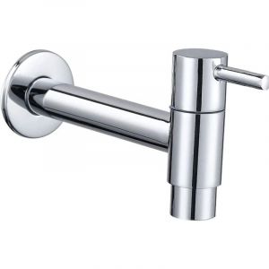 Robinet de piscine &agrave; vadrouille, robinet mural noir, robinet mural, robinet d'eau froide, lavabo de salle de bain, balcon long (argent)