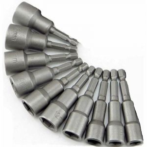 10 x Douille Magn&eacute;tique pour Visseuse - Adaptateur Embout, Mandrin Pans Carr&eacute; Hexagonal 6-19mm