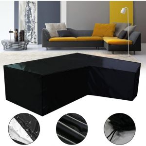 Housse de Protection imperméable et Coupe-Vent en Forme de V en Tissu Oxford 210D très résistant pour canapé d'angle en rotin avec Bande imperméable