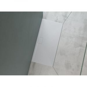 Mai&mai - Receveur de Douche Bac &agrave; Douche Blanc en R&eacute;sine Marbre Artificielle Bac de Douche 70x140x3 cm Geo07