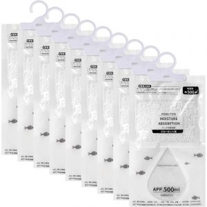 Lot de 9 d&eacute;shumidificateurs &agrave; suspendre pour penderie - 100 g - Sac d&eacute;shydratant anti-moisissure - Pour cave, chambre &agrave; coucher, buanderie