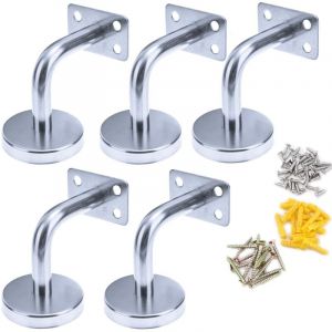 Support de Main Courante, 5PCS Acier Inoxydable Supports de Rampe Main Courante Supports Muraux, Utilis&eacute; pour le Support d'escalier de Main Courante