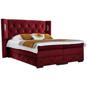Mobilier1 - Lit continental Baltimore 187, Kameleon 59, Continental, Double, 160x200, Tapisserie, Sommier &agrave; lattes, 208x212x138cm, led