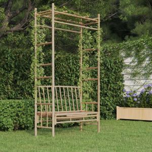 Prolenta Premium - Furniture Limited - Banc de jardin avec pergola 116 cm Bambou