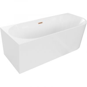 Mexen - Baignoire Mia &icirc;lot gauche 150 x 75 cm, blanche, &eacute;vacuation en cuivre bross&eacute; - 52691507500L-65