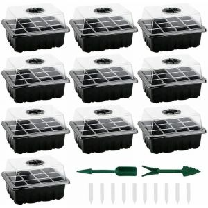 Mini Serre pour Semis, Lot de 10 Mini Serre pour Plantes 120 Cellules, Bac à Semis avec Plateau et Couvercle, Intérieure Plateaux de Semis Durables