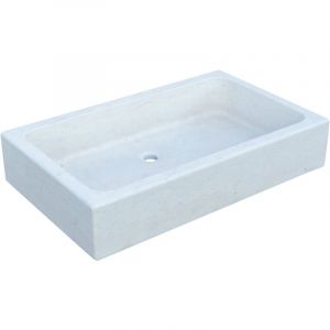 Biscottini - Lavabo en marbre blanc Évier de cuisine Vasque à poser Évier en pierre Évier intérieur et extérieur Vasque pour fontaine