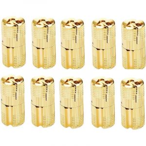 10 Pcs Charni&egrave;res Cylindriques en Laiton, Cach&eacute; Charni&egrave;re Invisible Tonneau pour DIY Porte en Bois Armoire Caravane, 10 mm