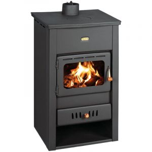 Poêle à bois Prity K2 cp – 10,4 kW, Noir Graphite, Plaque supérieure en fonte, Classe a