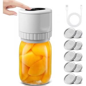 Scelleuse sous vide - Kit de mise sous vide - Scelleuse sous vide - Scelleuse pour bocaux avec couvercle - Rechargeable par USB - Ouvre-bocal - Pour