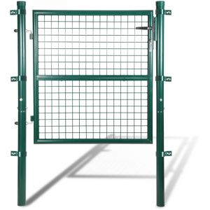 Randaco 100x100cm Portillon de jardin En acier galvanis&eacute; - Portail de jardin - Porte de cl&ocirc;ture - Avec serrure, poign&eacute;e et cl&eacute; Portillon grillag&eacute;