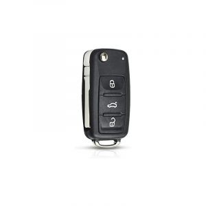 Basetbl - Coque de clé de Voiture Pliante de Remplacement Fob pour vw Volkswagen Golf Mk6 T1guan Polo Passat cc Seat Skoda Octavia 3 Boutons