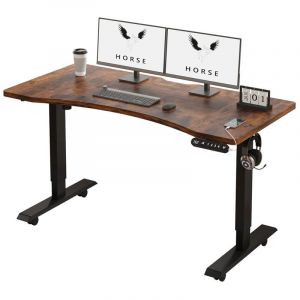 Bluenara - 140x76cm Bureau Assis Debout Électrique-Bureau Ergonomique Courbé Standing Desk Réglable, 69-115cm Avec 4 Claviers à Mémoire