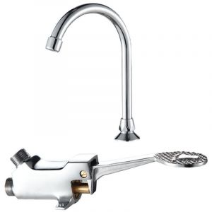 Vtizikl Robinet d'eau chaude et froide &agrave; commande au pied, petit corps de vanne plus 2 tuyaux d'arriv&eacute;e de 0,8 m, adapt&eacute; aux h&ocirc;pitaux