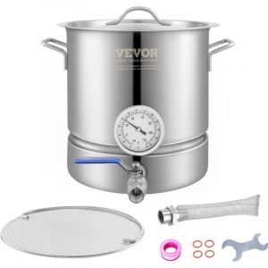 Cuve de Brassage 19 l en Acier Inoxydable Cuve Fermentation Biere Fond de Pot a Trois Couches Kit de Brassage avec Thermometre Vanne a Bille