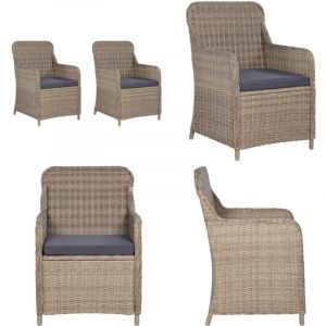 Chaises d'extérieur et coussins lot de 2 Résine tressée Marron - Chaise De Jardin - Meubles De Jardin - Chaise En Résine Tressée - Fauteuil Extérieur