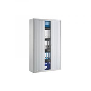 Armoire haute à rideaux démontables Classiques 200 x 120 cm - Portes gris clair - Maxiburo