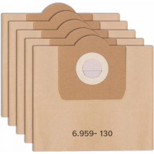 Lot de 5 Sacs Aspirateur pour Karcher 6.959-130.0 A2201 WD3 Sacs Filtrants en Papier de Rechange pour Aspirateur Wet & Dry, Sac pour Karcher WD3