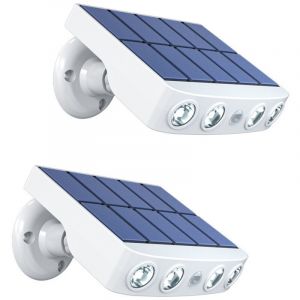 2PCS Lampes solaires d'ext&eacute;rieur, projecteurs &agrave; d&eacute;tecteur de mouvement avec conception de cam&eacute;ra de s&eacute;curit&eacute; factice(lumi&egrave;re blanche)