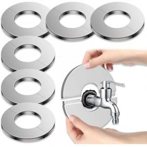 Vtizikl Cache Tuyau Radiateur Acier Inoxydable 6 Pi&egrave;ces Rosace de Robinetterie Cache Mitigeur Rosace De Robinet en Acier Inoxydable, Split Cache