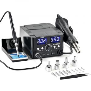 2 en 1 Station de Soudage 8582D avec Pistolet à Air Chaud 750W Fer à Souder 75W 200-480℃ Affichage LED Numérique