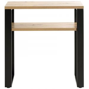 Meuble console, table console en bois coloris ch&ecirc;ne et m&eacute;tal noir -longueur 70 x profondeur 28 x hauteur 75 cm