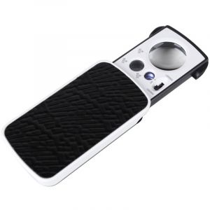 Loupe de poche &eacute;clair&eacute;e &agrave; led - Loupe 30X 60X 90X - Loupe de lecture &eacute;clair&eacute;e pour personnes &acirc;g&eacute;es - Loupe de poche pliable noire pour bijoux, pi&egrave;ces