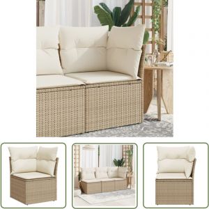 The Living Store Canap&eacute; d'angle de jardin avec coussins beige r&eacute;sine tress&eacute;e - Canap&eacute; De Jardin - Meubles De Jardin - Salon De Jardin - Rotin PE