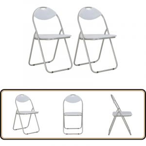 Chaises pliantes &agrave; manger lot de 2 blanc similicuir - Chaise Pliante - Chaise De Cuisine - Chaise Moderne - Chaise Design - Chaise Blanche