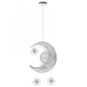 Suspension Lune et Etoile Moderne Luminaire pour Chambre d'enfant led Lustre Blanc Froid