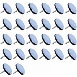 Patins en T&eacute;flon, 26 Pi&egrave;ces Patin Glisseur en Teflon &Oslash; 25 mm Patins de Meubles en T&eacute;flon, Patins de Meubles Professionnels Patin Glisseur avec Clous,