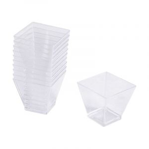 Lot de 25 Verrines Carr&eacute;es en Plastique R&eacute;utilisable 'Mini Ap&eacute;ritif' 6cl Transparent