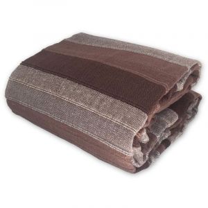 Tendance Perso - Plaid jet&eacute; de canap&eacute; / jet&eacute; de lit tiss&eacute; - AKOLA - 180x220 cm - Marron - 100% coton - grand boutis en cama&iuml;eu