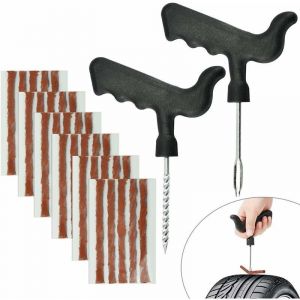 30 PCS M&egrave;che R&eacute;paration Pneu en Caoutchouc Naturel M&egrave;che Pneu Voiture 6MM10CM Kit R&eacute;paration Pneu Moto avec 2 Outils de Pose kit R&eacute;paration Tubeless