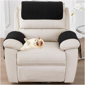 Yijoy Housses d'accoudoirs, prot&egrave;ge-accoudoirs en Velours d'agneau avec Poches, antid&eacute;rapantes, Housse de Fauteuil pour Fauteuil tv, Amovible,